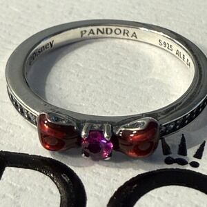 Authentic Pandora, SIZE 8, Red Bow Princess Silver Ring